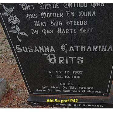 BRITS Susanna Catharina 1903-1991