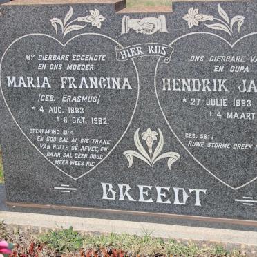 BREEDT Hendrik Jacobus 1883-1964 &amp; Maria Francina ERASMUS 1883-1962