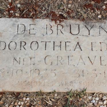 BRUYN Dorothea Eden, de nee GREAVES 1935-1982