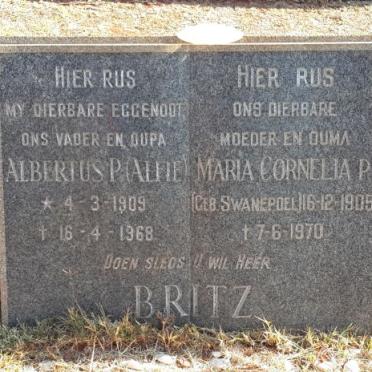 BRITZ Albertus P. 1909-1968 &amp; Maria Cornelia P. SWANEPOEL 1905-1970