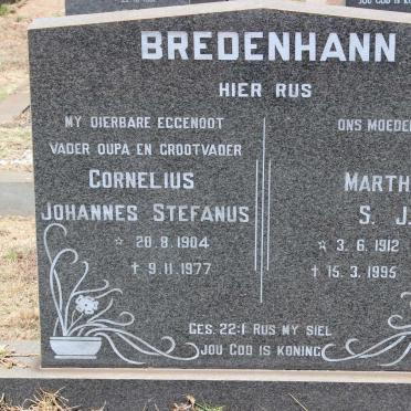 BREDENHANN Cornelius Johannes Stefanus 1904-1977 &amp; Martha S.J. 1912-1995