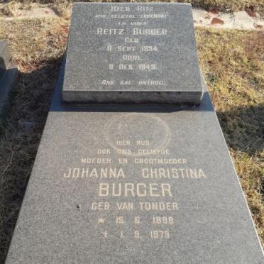 BURGER Reitz 1894-1949 &amp; Johanna Christina VAN TONDER 1898-1979
