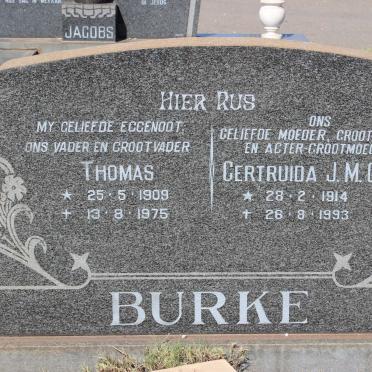BURKE Thomas 1909-1975 &amp; Gertruida J.M.C. 1914-1993