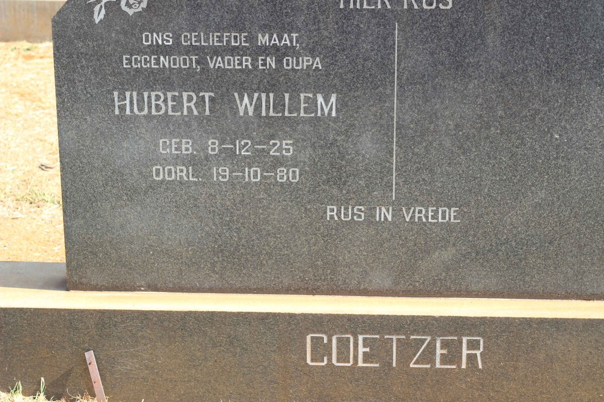 COETZER Hubert Willem 1925-1980
