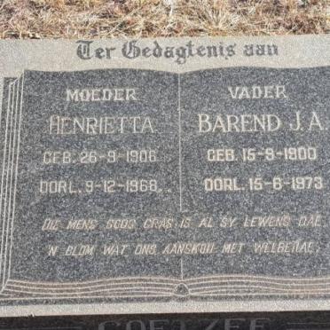COETZEE Barend J.A. 1900-1973 &amp; Henrietta 1906-1968