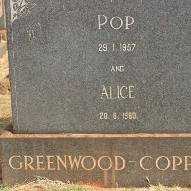 COPPING Pop, GREENWOOD -1957 &amp; Alice -1960