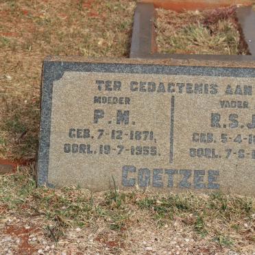 COETZEE R.S.J. 1870-1953 &amp; P.M. 1871-1955