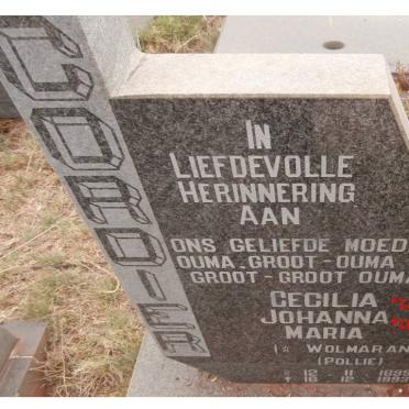 CORDIER Cecilia Johanna Maria nee WOLMARANS 1899-1993