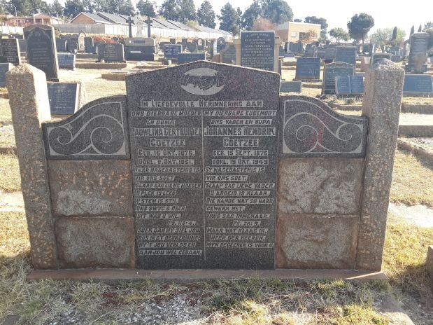 COETZEE Johannes Hendrik 1875-1945 &amp; Dauwlina Gertruide 1876-1951