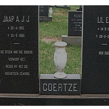 COERTZE A.J.J. 1915-1985 &amp; E.E. 1914-1990