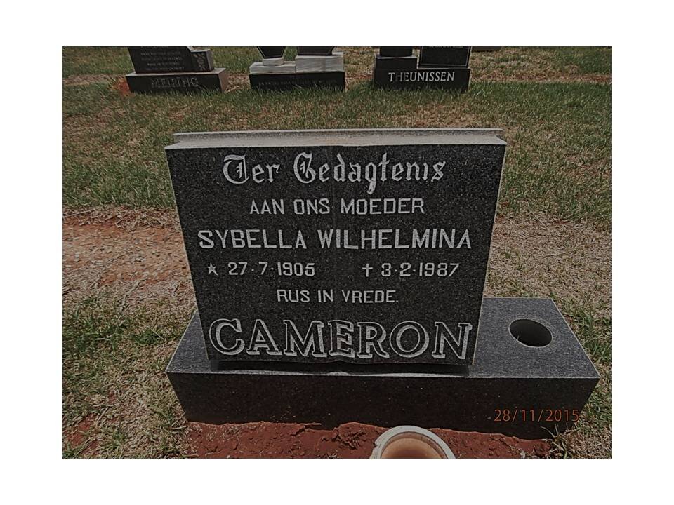 CAMERON Sybella Wilhelmina 1905-1987
