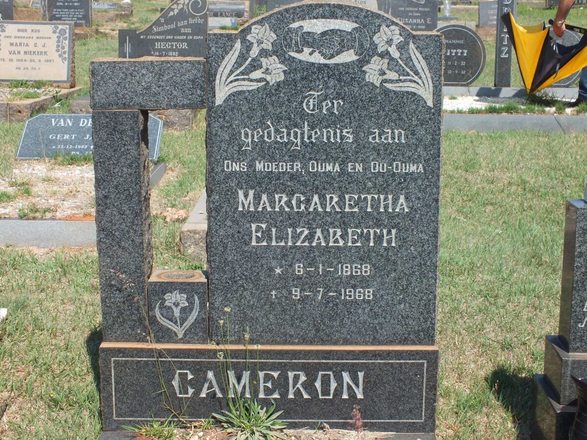 CAMERON Margaretha Elizabeth 1968-1968