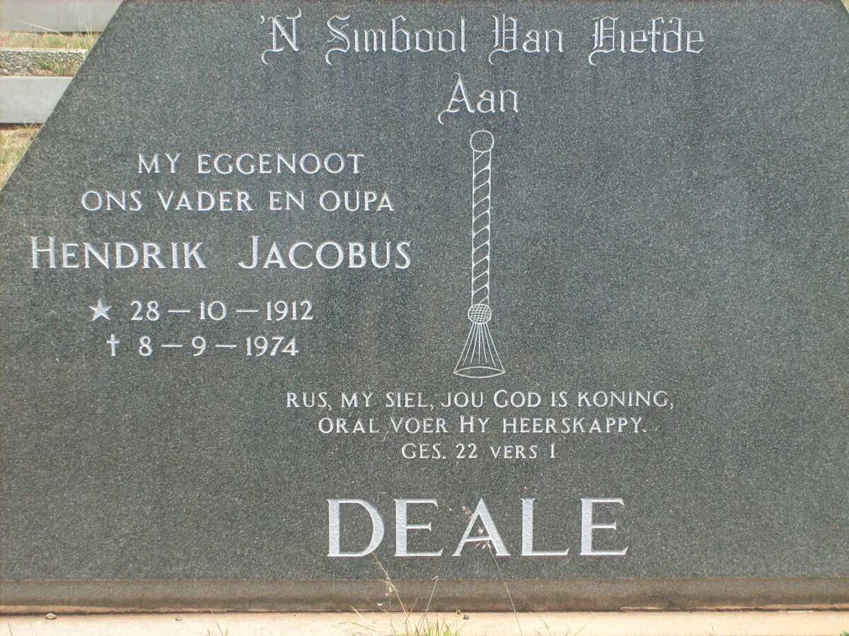 DEALE Hendrik Jacobus 1912-1974