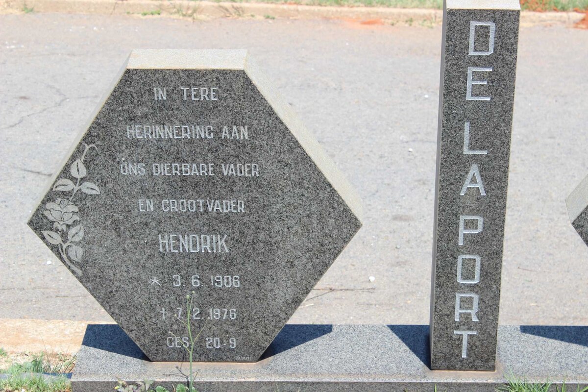 DELAPORT Hendrik 1906-1976 &amp; Hester Jacoba Magrieta 1911-1975