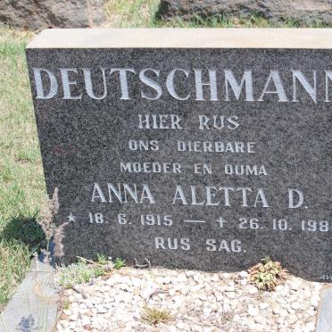 DEUTSCHMANN Anna Aletta D. 1915-1981
