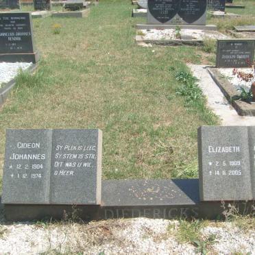DIEDERICKS Gideon Johannes 1904-1974 &amp; Elizabeth 1909-2005
