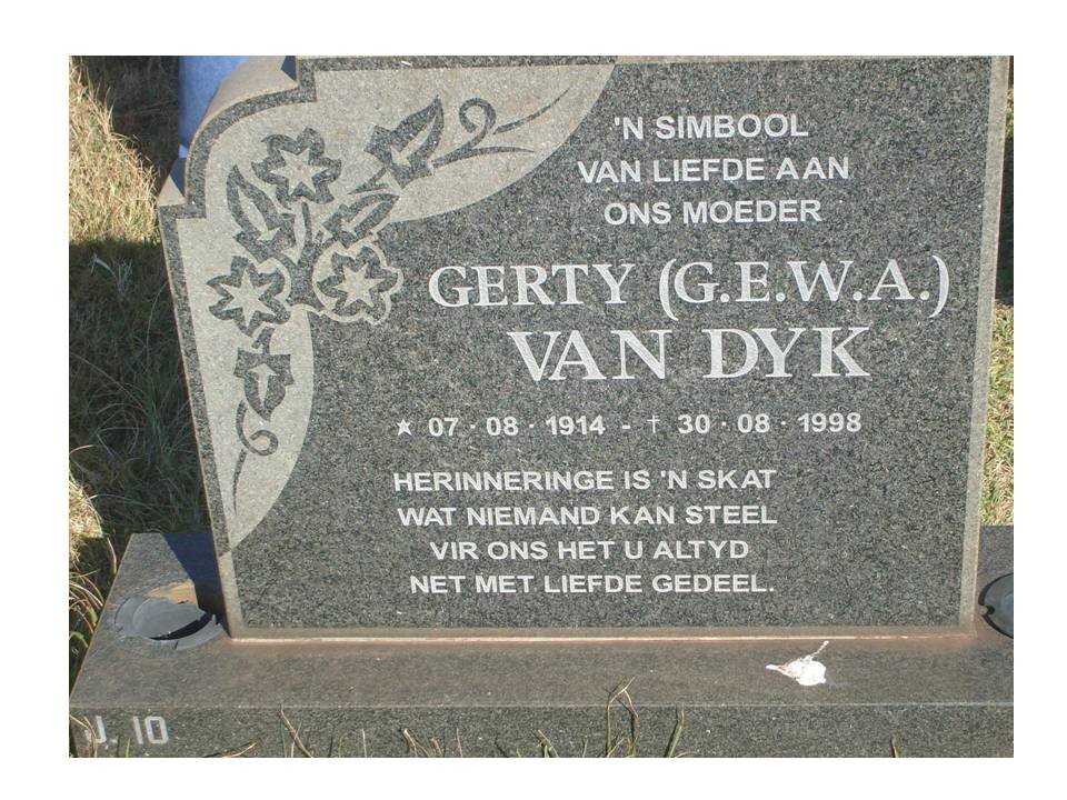 DYK G.E.W.A., van 1914-1998