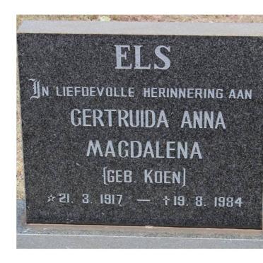 ELS Gertruida Anna Magdalena nee KOEN 1917-1984