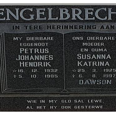 ENGELBRECHT Petrus Johannes Hendrik 1932-1985 &amp; Susanna Katrina DAWSON 1925-1997