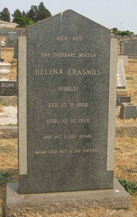 ERASMUS Helena nee BINGLE 1868-1958
