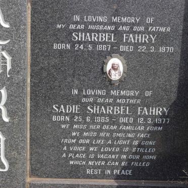 FAHRY Sharbel 1867-1970 &amp; Sadie Sharbel 1885-1977