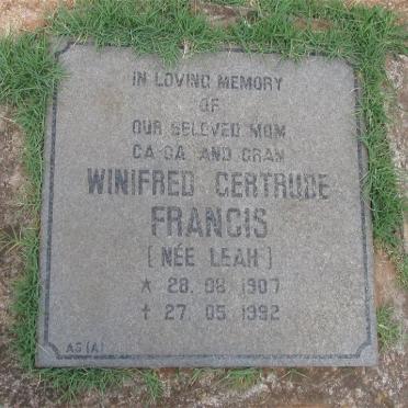 FRANCIS Winifred Gertrude nee LEAH 1907-1992
