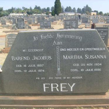 FREY Barend Jacobus 1897-1974 &amp; Martha Susanna 1904-1996