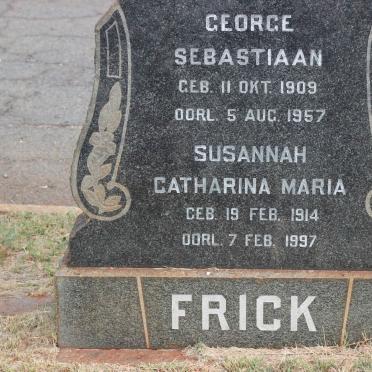 FRICK George Sebastiaan 1909-1957 &amp; Susannah Catharina Maria 1914-1997
