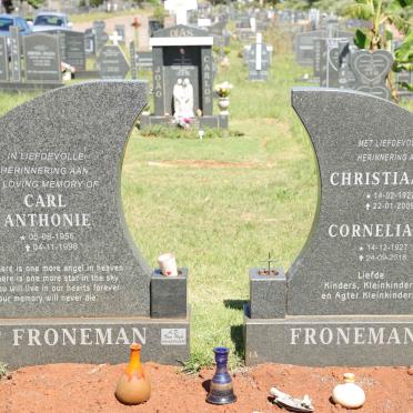 FRONEMAN Christiaan F. 1922-2009 &amp; Cornelia J.F. 1927-2018 :: FRONEMAN Carl Anthonie 1956-1998