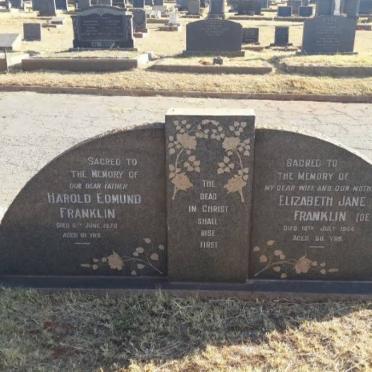 FRANKLIN Harold Edmund -1970 &amp; Elizabeth Jane DE VILLIERS -1954