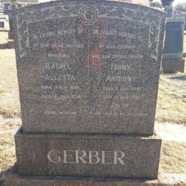 GERBER Frank Anthony 1887-1951 &amp; Rachel Alletta 1889-1978