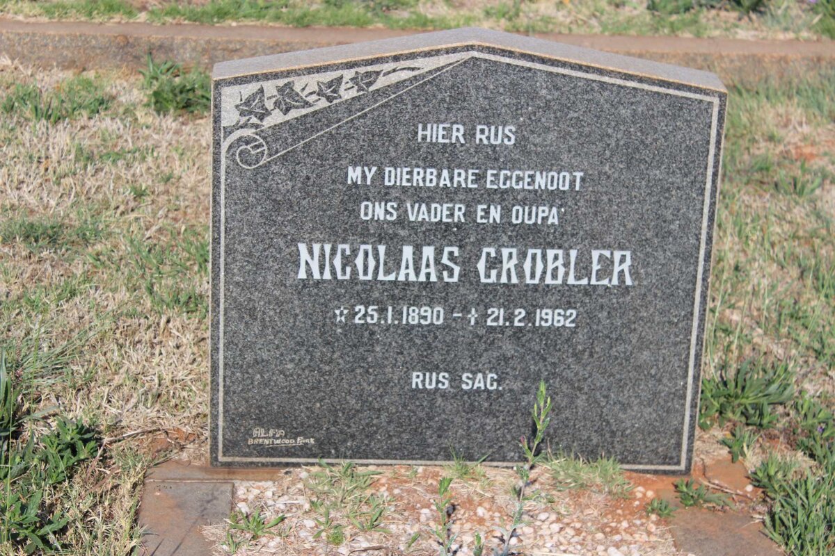 GROBLER Nicolaas 1890-1962