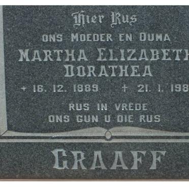 GRAAFF Martha Elizabeth Dorathea 1889-1982