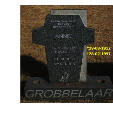 GROBBELAAR Annie 1912-1997