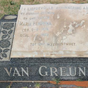 GREUNEN Maria Hendrina, van 1910-1962