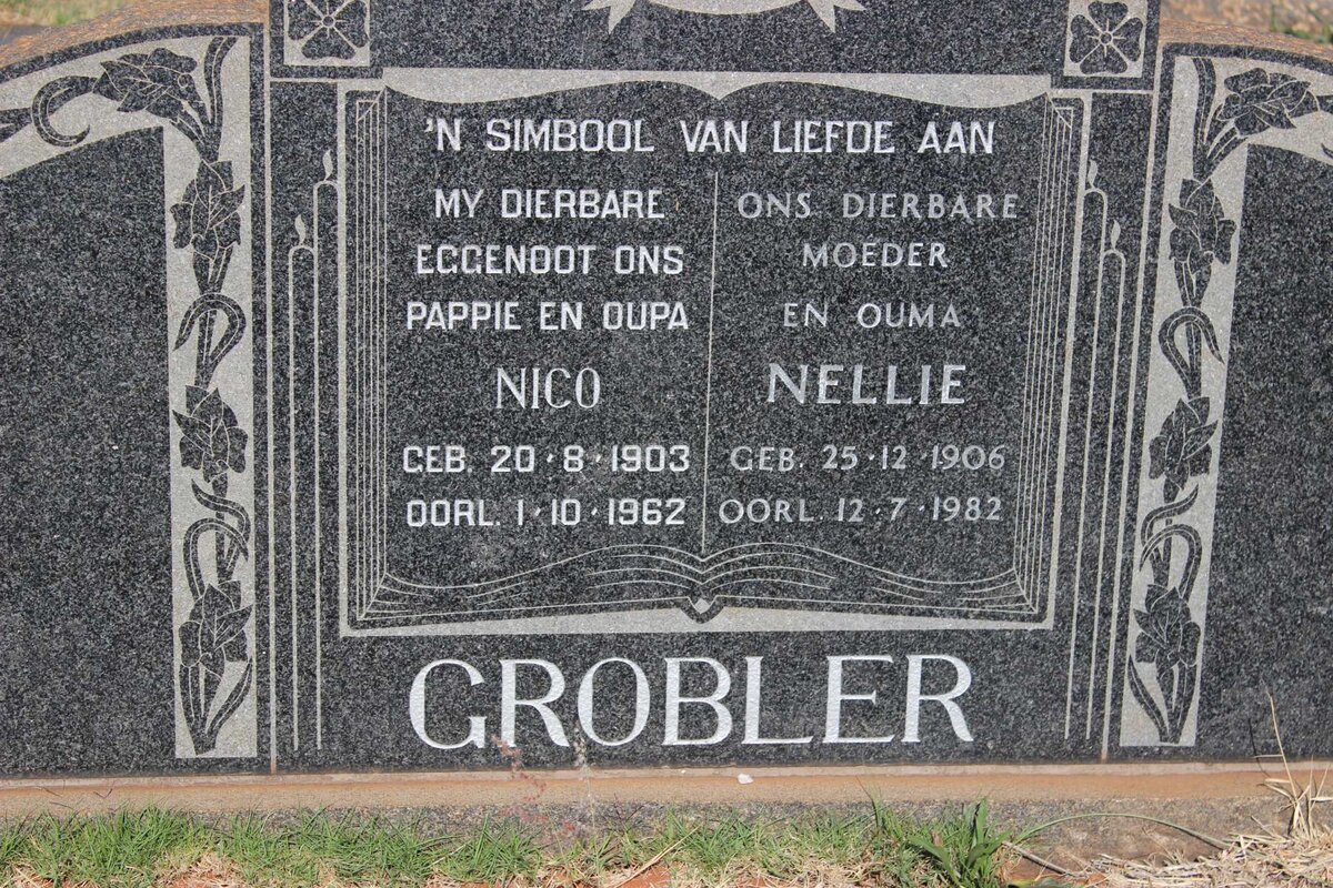 GROBLER Nico 1903-1962 &amp; Nellie 1906-1982