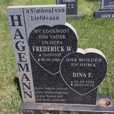 HAGEMANN Frederick W. 1930-1999 &amp; Dina E. 1934-2019
