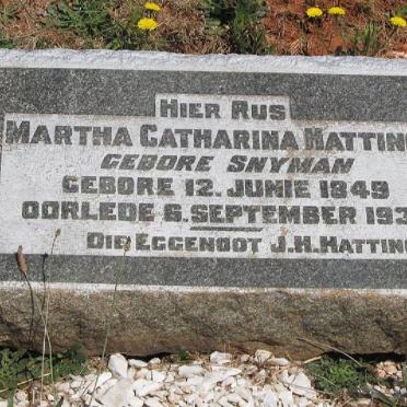 HATTINGH Johannes Hendrik 1846-1936 &amp; Martha Catharina SNYMAN 1849-1934