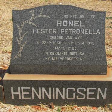 HENNINGSEN Ronel Hester Petronella nee VAN WYK 1959-1979