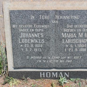 HOMAN Johannes Lodewikus 1888-1973 &amp; Maria M.H.J. LABUSCHAGNE 1904-1981