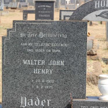 HORNE Walter John Henry 1902-1975 &amp; Johanna Berendina 1911-1993