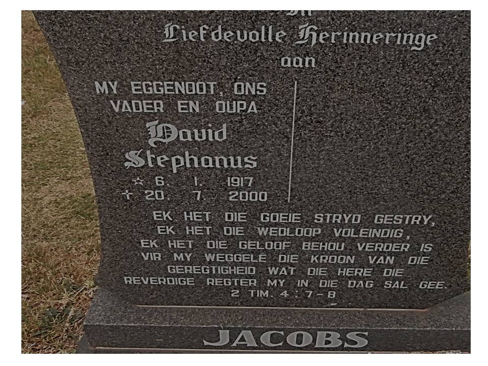 JACOBS David Stephanus 1917-2000