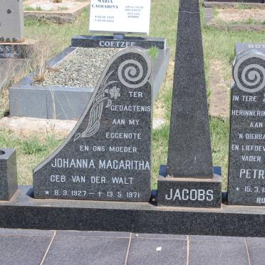 JACOBS Petrus Andries 1922-2003 &amp; Johanna Magaritha VAN DER WALT 1927-1971