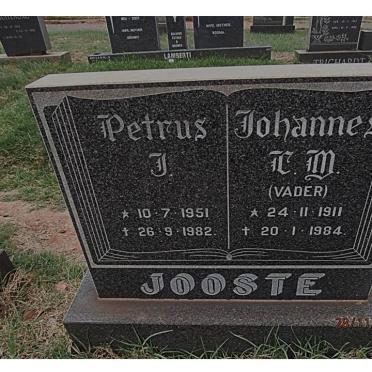 JOOSTE Johannes C.M. 1911-1984 :: JOOSTE Petrus J. 1951-1982