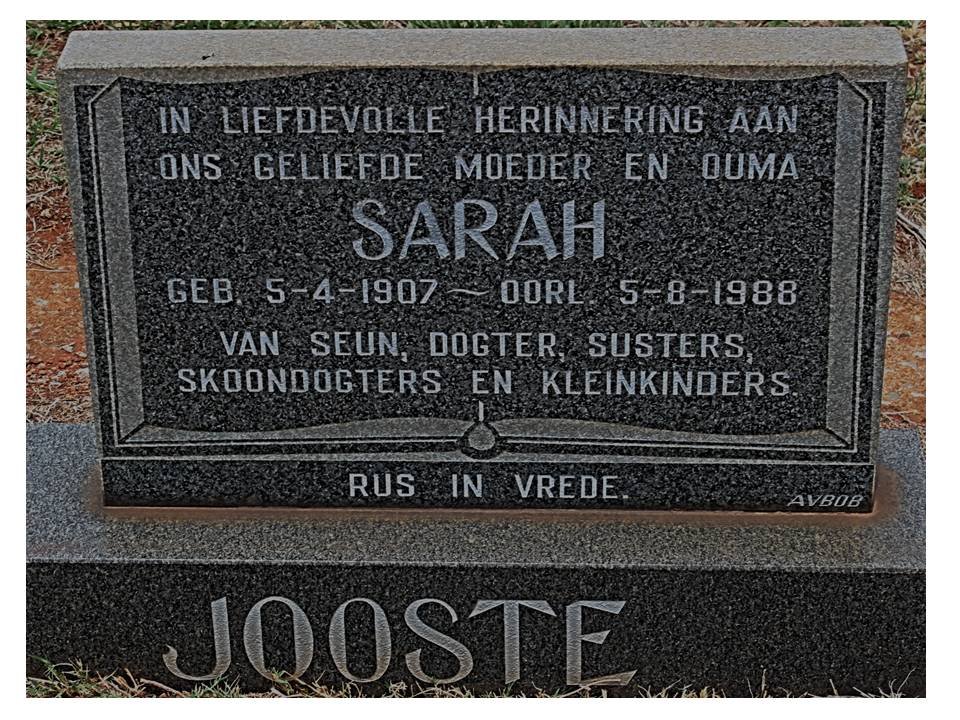 JOOSTE Sarah 1907-1988