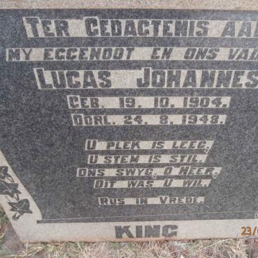 KING Lucas Johannes 1904-1948