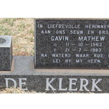 KLERK Gavin Mathew, de 1963-1983
