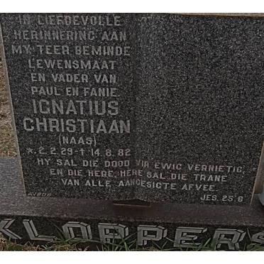 KLOPPERS Ignatius Christiaan 1929-1982