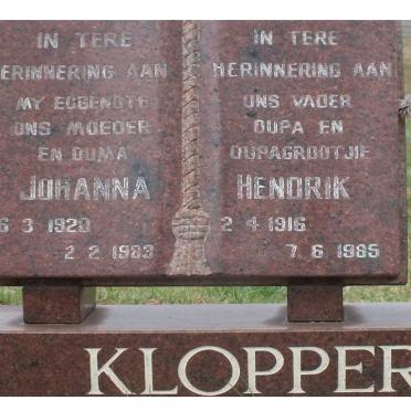 KLOPPER Hendrik 1916-1985 &amp; Johanna 1920-1983