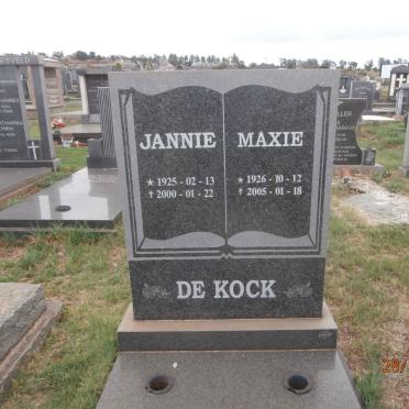 KOCK Jannie, de 1925-2000 &amp; Maxie 1926-2005